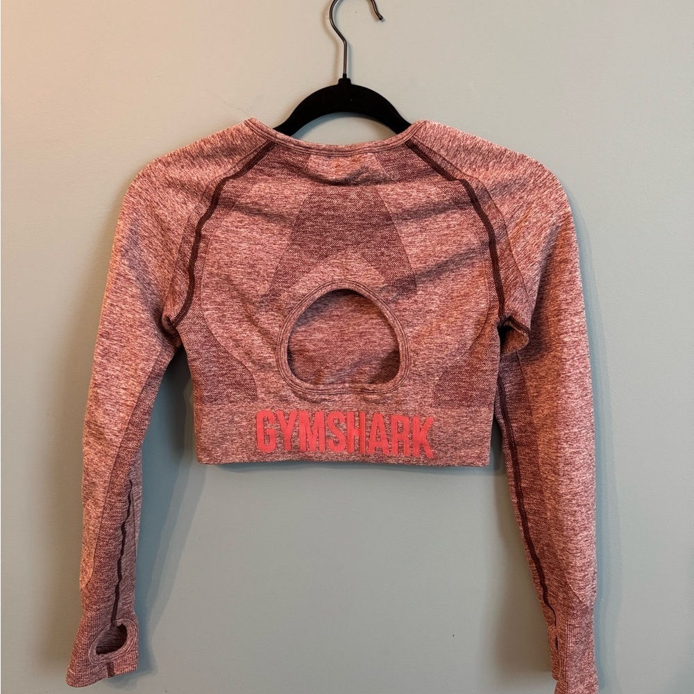 Gymshark Women's Burgundy Long Sleeve Workout Top and Leggings Set - Picture 4 of 9